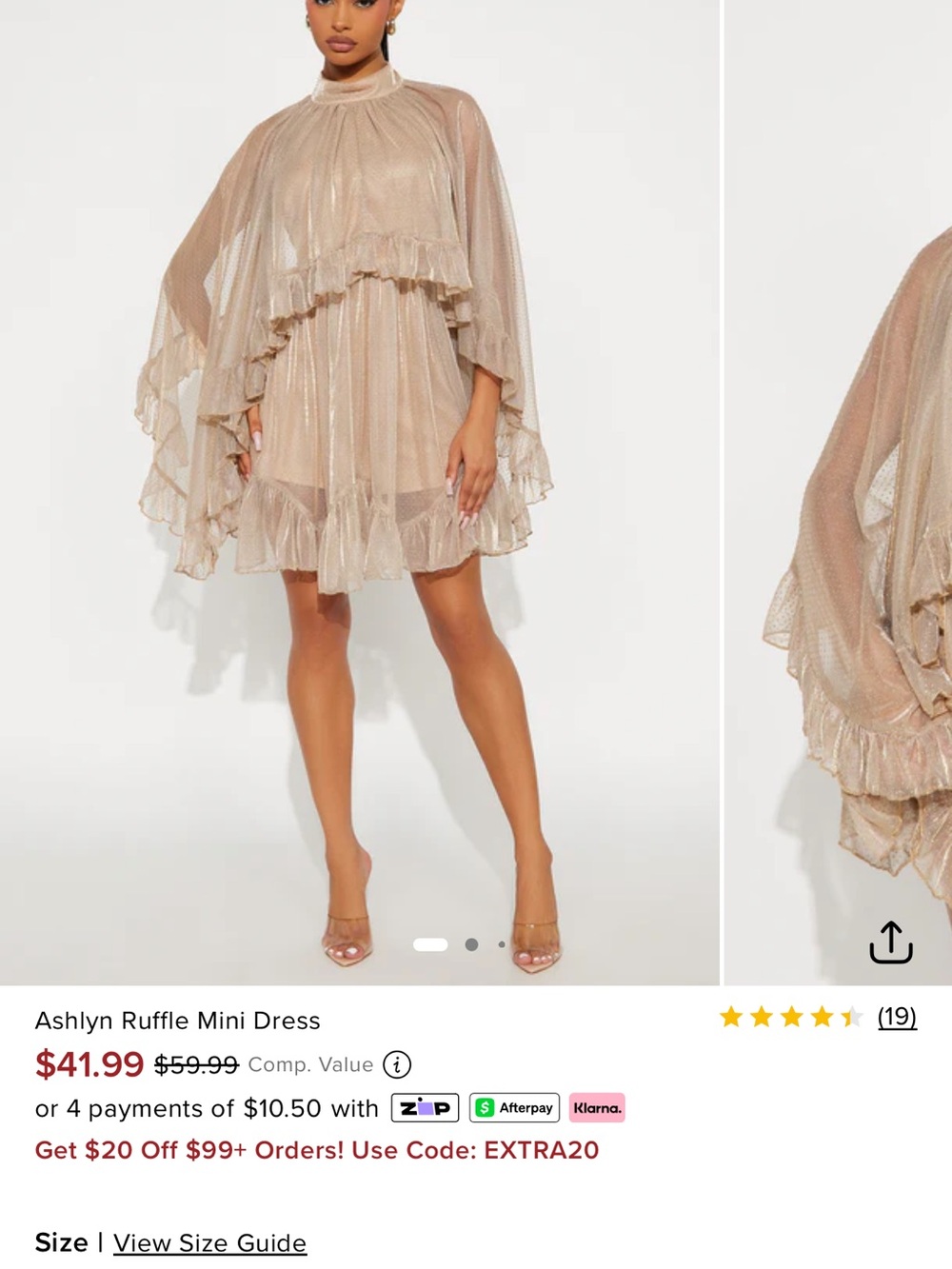 Fashion Nova Champagne Ruffle Mini Dress